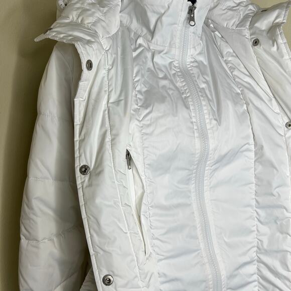 NFL New England Patriots Puffer Jacket Womens Medium Belted Hooded Fleece Parka - Picture 5 of 15